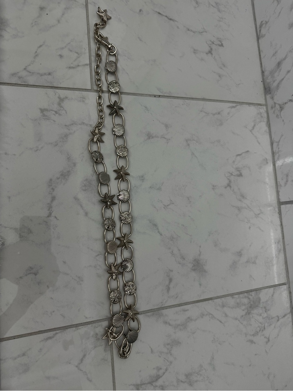 Silver-Tone Seashell & Starfish Link Belt - Women Accessories